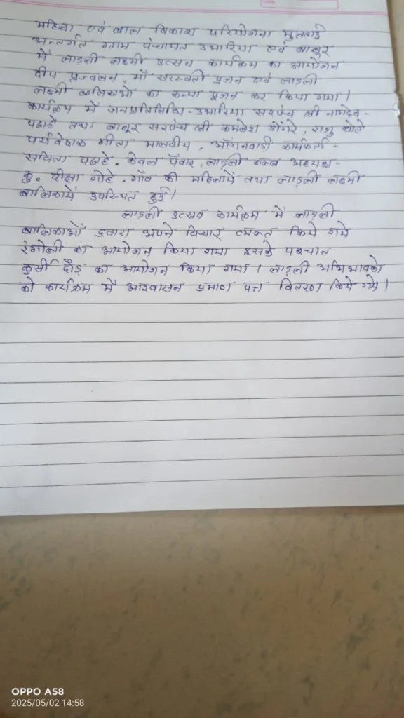 महिला एवं बाल विकास परियोजना के अंतर्गत लाड़ली लक्ष्मी उत्सव का आयोजन किया गया महिला एवं बाल विकास परियोजना के अंतर्गत लाड़ली लक्ष्मी उत्सव का आयोजन किया गया